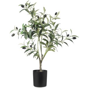 YOLEO Artificial Olive Tree 2FT Tall Faux Silk Plant for Home Office Decor Indoor Small Fake Olive Tree with Lifelike Olive Fruits