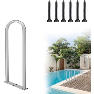 Aluminum Dock Boarding Handrail, 28" x 13" Swimming Pool Railing & Hot Tub Handrail, Boat & Dock Boat Safety Grab Bar, Handrails for Outdoor Steps with Base Plate for Indoor/Outdoor Pools/Spas Docks