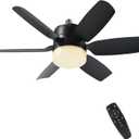 Fanspex 20.5'' Socket Ceiling Fan Light, 5 Fan Speeds with 3 Colors Adjustable Light, 8 Hours Timer (Black)