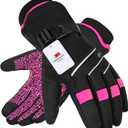 MOREOK Waterproof & Windproof -30F Winter Gloves for Men/Women, 3M Thinsulate Thermal Gloves Touch Screen Warm Gloves for Skiing,Cycling,Motorcycle,Running (Small, Pink)