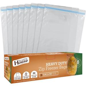 Zip HD Freezer Bags, 2 Gallon Size, Case of 192 (24 packs x 8)