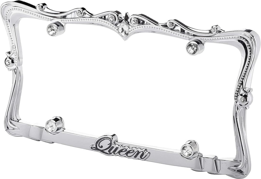 CRUISER ACCESSORIES 22630 Queen License Plate Frame, Chrome/Clear w/Fastener caps