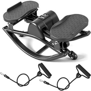 Rock Fitness Stepper for Exercise at Home, Motion Stair Stepper with Resistance Bands for Full Body Workout, Aerobic Workout Machine Fitness Equipment