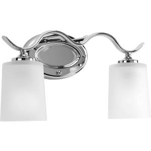 Progress Lighting P2019-15 Inspire Collection Etched Glass Traditional Bath Vanity Light, 2-Light, Polished Chrome
