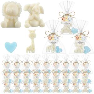 40 Sets Safari Animal Baby Shower Soaps Favors for Guests Jungle Greeting Card Bath Gift for Birthday Party (animal,Blue)