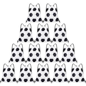 36 Pcs Drawstring Bags Softball Baseball Basketball Football Goodie Favor Bags Cinch Candy Bag Sackpack for Sports Teams (Soccer)