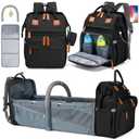 KABAQOO Diaper Bag Backpack with Detachable Changing Station, Large Capacity Baby Diaper Bags for Boys & Girls, Baby Registry Search Stuff & Shower Gifts, Newborn Essentials Must Haves, Black-2s