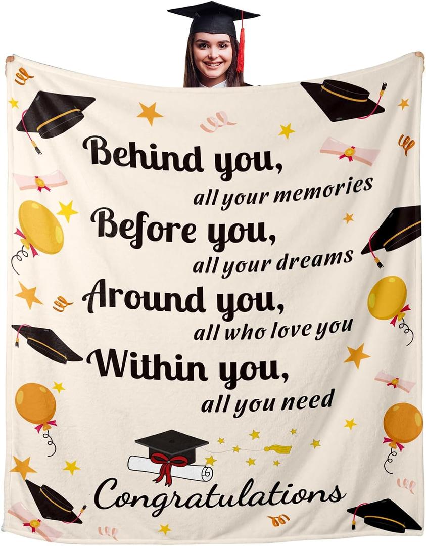 Dorm Room Essentials for Girls Guys, School Supplies, Back to School Blanket Gifts for Kids Students, Dorm Essentials, High School College Graduation Blanket for Her Him, Soft Throw Blanket 50"x60"