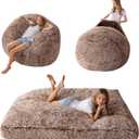 MAXYOYO Giant Bean Bag Chair Bed for Adults, Convertible Beanbag Folds from Lazy Chair to Floor Mattress Bed, Large Floor Sofa Couch, Big Sofa Bed, High-Density Foam Filling, Machine Washable, Queen
