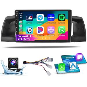 Roinvou 2+32G Android CarPlay Stereo for 2005-2012 Toyota Corolla EX, 9'' Touch Screen in-Dash GPS Navigation with Built-in Wireless CarPlay Android Auto Support Mirror Link BT RDS AHD DSP
