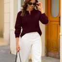 ZAFUL Womens Fall Cable Knit Sweaters Long Sleeve V Neck Chunky Casual Pullover Tops 2025 Fashion Clothes Winter Trendy (L)