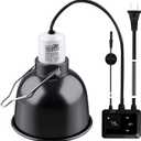 Reptile Heat Lamp Fixture with Dimming Thermostat - 5.5'' Light Dome with PID Thermostat, for Ceramic Heat Emitter & Basking Light Bulb, for Bearded Dragon, Snake, Tortoise, Lizard Tank Accessories200+ bought in past month