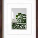 Egofine 11x14 Picture Frame Made of Solid Wood with Plexiglass, Display Pictures 5x7/8x10 with Mat or 11x14 Without Mat for Tabletop and Wall Mounting, Walnut Color