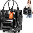 ACRABROS Reusable Grocery Bag on Wheels: Foldable Shopping Rolling Tote with Swivel Caster Wheels for Groceries & Laundry