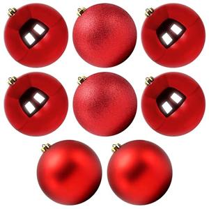 Benjia Extra Large Size Outdoor Christmas Ornaments, Oversized Huge Big Shatterproof Xmas Christmas Plastic Balls for Outside Lawn Yard Tree Hanging Decorations (8"/200mm, Red, 8 Packs)