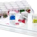Bright Creations Clear Plastic Beads Storage Containers with Lids, 30 Jars, for Rhinestones, Glitter Art and Craft Organizer Box