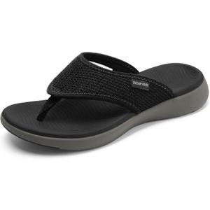 DREAM PAIRS Women's Arch Support Soft Cushion Flip Flops Thong Sandals, Size 5.5, Black/ Grey, BREEZE-2