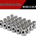 12x1.5 Chrome Extended Thread Lug Nut, 24PCS M12x1.5 ET Open Ended Lug Nuts 7mm Shank Aftermarket Wheels