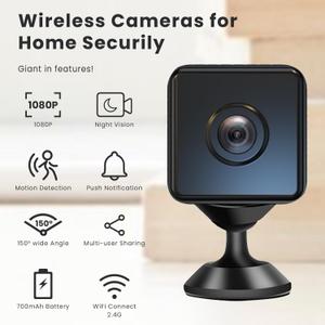 Mini Security 2026 Wireless Camera Small Home WiFi 1080P HD Micro Magnetic Nanny Cam with Motion Detection,Wide Angle,Cloud & SD Storage,Night Vision,Can No Need WiFi Tiny Cameras for House Indoor