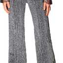 Floerns Women's Sequin High Waist Flare Leg Pants Bell Bottom Club Trousers (Jet Black), S