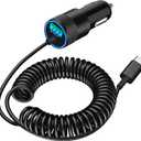 MFi CertifiediPhone 17 Car Charger Fast Charging, Braveridge 75W USB C PD&QC Car Power Cigarette Lighter USB Charger with 6FT Type C Coiled Cable for iPhone 17/17 Pro Max/16/15/Galaxy S26/S25/Pixel