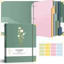 Aesthetic 3 Ring Binder 1 Inch Cute Three Round Rings Binders with Dividers Suitable for 8.5 x 11 Letter Size Paper Loose Leaf Binder with 2 Pockets for School Work