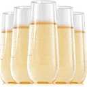 FOCUSLINE 24 Pack 9 Oz Clear Plastic Champagne Flutes, Stemless Plastic Champagne Glasses Clear, Heavy Duty Toasting Glasses, Shatterproof and Disposable Cups Perfect For Any Party