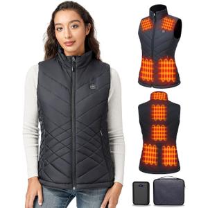 Women's Heated Vest with 16000mAh 7.4V Battery,9 Heating Zones, 4-in-1 Intelligent Switch with Light-Off