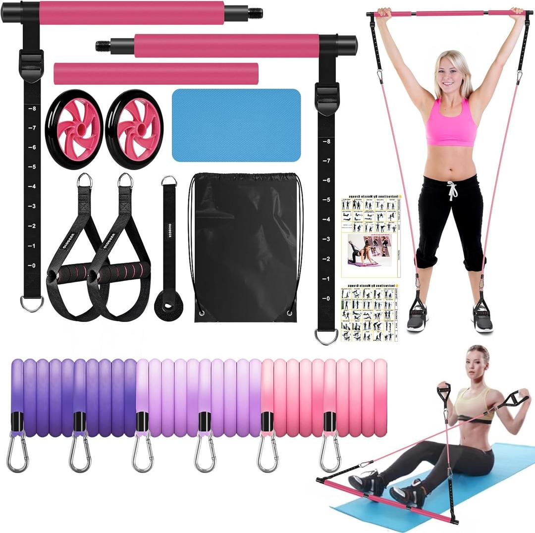 Amazon.com: Pilates Bar Kit with Resistance Bands, Olodeer Pilates Reformer Exercise Bar with Ab Roller at Home Workout Equipment, Pilates Bar Set for Full Body Training Women & Men : Sports & Outdoors