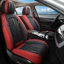 Car Seat Covers,Breathable and Waterproof Faux Leather Automotive Seat Covers for Cars SUV Pick-up Truck Sedan,Universal Anti-Slip Driver Seat Covers Wine Red (Front Pair)