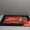 Merry Christmas Front Door Mat with Light & Music, 18x30 Heavy Duty Rubber Entrance Mat, Non Slip Indoor Outdoor Xmas Welcome Doormat for Entryway, Golden Bell and Red