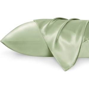 Bedsure Satin Pillowcases, Similar to Silk Pillow Cases Queen Size Set of 2, Pillow Case for Sleeping Women with Envelope Closure, Gifts for Women Men, Sage Green, 20x30 Inches