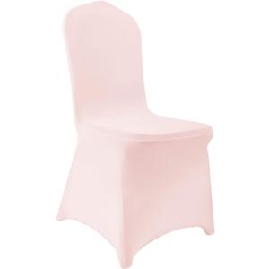 Peomeise 12pcs Stretch Spandex Chair Cover for Wedding Party Dining Banquet Event (Blush Pink, 12)