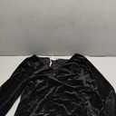 Hobemty Women's Slim Fitted Party Top Asymmetrical Ruched Neck Long Sleeve Velvet Blouse Medium Black, M