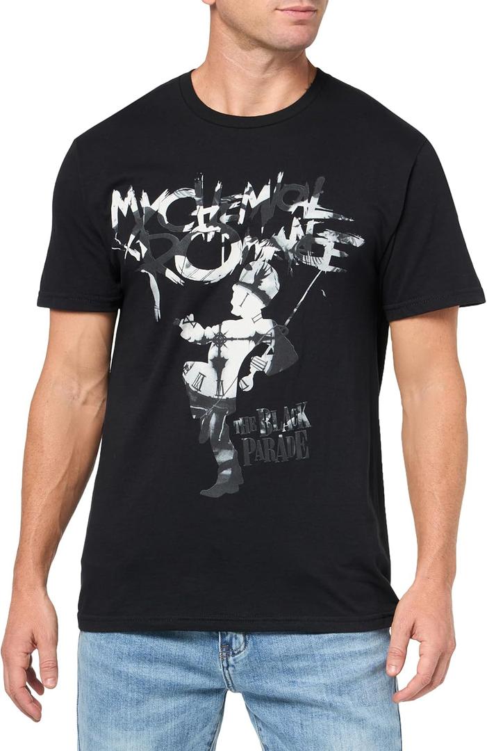 Unisex-Adult Black Parade Clock Logo T-Shirt (Large)
