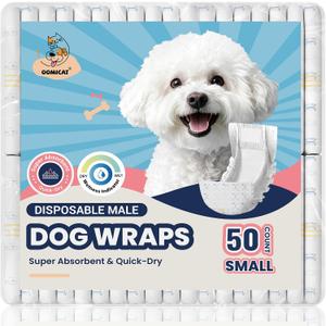 Male Dog Diapers Disposable, Small 50 Ct, Quick Dry Puppy Diapers Male with Leak-Proof Design, Comfortable Belly Bands for Male Dogs, Fit for Teddy, Beagle, Dachshund