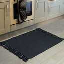 Seavish Black Kitchen Rug, 2x3 Cotton Hand Woven Recycled Throw Rug Runner Braided Entryway Floor Mat for Laundry Room Bathroom Bedroom Dorm 2Pack