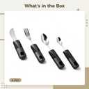 Adaptive Eating Utensils for Parkinson's, Arthritis & Weak Grip, 4-Piece Set with Curved Handle for Better Control, Non-Slip Soft Plastic Handles, Ideal for Elderly and Disabled