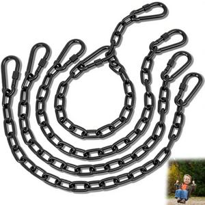 4 Pack 25in Heavy Duty Swing Chains with 8 Carabiners, Black Stainless Steel Hanging Chains with Hooks for Hammock Chair, Porch Swing, Hanging Basket, Gym, 1200LB Capacity