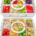 Mfacoy Snackle Box Container, 2 Pack Divided Serving Tray with Lid and Handle, Snack Box Charcuterie Container for Portable Snack Platters, Clear Organizer for Candy, Fruits, Travel, Party, Picnic