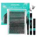 Lash Clusters Kit 320Pcs,40D Eyelash Extension Kit,Lash Bond and Seal Waterproof,Lash Remover for Individual Cluster Lashes Kit,Lash Applicator Tool for DIY Lash Extension Kit(D-Mix9-16mm Kit)