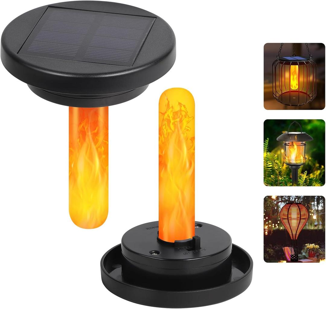 Flickering Flame Solar Replacement Tops: 2.83 in Replacement Light Parts for 2.36 in, 2.42 in, 2.5 in, 2.76 in, 2.83 in Lantern Port- Waterproof Lid Cap with for Old Lantern Torch Light Firebowl Jars
