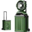 Portable Misting Fan with 30L Bucket, 30000mAh Rechargeable Battery Powered, 12Hrs Mist Rechargeable Fans, 4 Strong Winds, 4 Spray Mister, 3 Lighting Settings for Outdoor, Camping, Patios