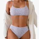 COZYEASE Women's 2 Piece Cute Bikini Sets Floral Ditsy Spaghetti Strap High Waisted Bathing Suit Swimsuit S