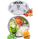 304 Stainless Steel Sectioned Dinner Plates Set of 2 Divided Plates 11 inches with 3 Compartments Mess Trays Food Plate for Adults, Campers, and for Portion Control Metal plate
