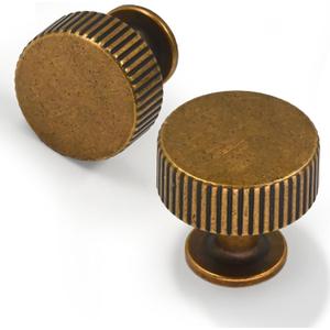 10 Pack Antique Brass Kitchen Cabinet Knobs Cabinet Pulls Drawer Knobs Cabinet Hardware Zinc Knobs for Drawers (Single Hole Knob)