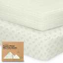 2-Pack Mini Crib Sheets Fitted - Pack N Play Sheets for Pack and Play Mattress, Organic Cotton, Soft & Breathable Jersey Playard Bedding, Neutral Mini Toddler Bed Cover for Boys, Girls (Fleur)