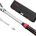 VANPO Flex Head Torque Wrench, 30-250 Ft.lb/40.7-339.0 Nm, 1/2-Inch Drive Click Wrench, Dual Range Scales 72-Tooth Adjustable Torque Wrench with 1/2'' to 3/8'' Adapter, 125mm Extension Bar
