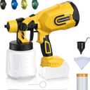Cordless Paint Sprayer for Dewalt 20V MAX Battery, Electric Spray Paint Gun for House, 4 Copper Nozzles, Paint Spray Gun with Power Display, Paint Sprayers for Home Interior and Exterior (No Battery) (Yellow)