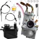 BlueStars PW50 Carburetor Kit - Compatible with Yamaha PW50 Peewee/Y-Zinger (19812009) - Includes Air Filter, Fuel Filter, Choke Cable, Throttle Cable, Spark Plug